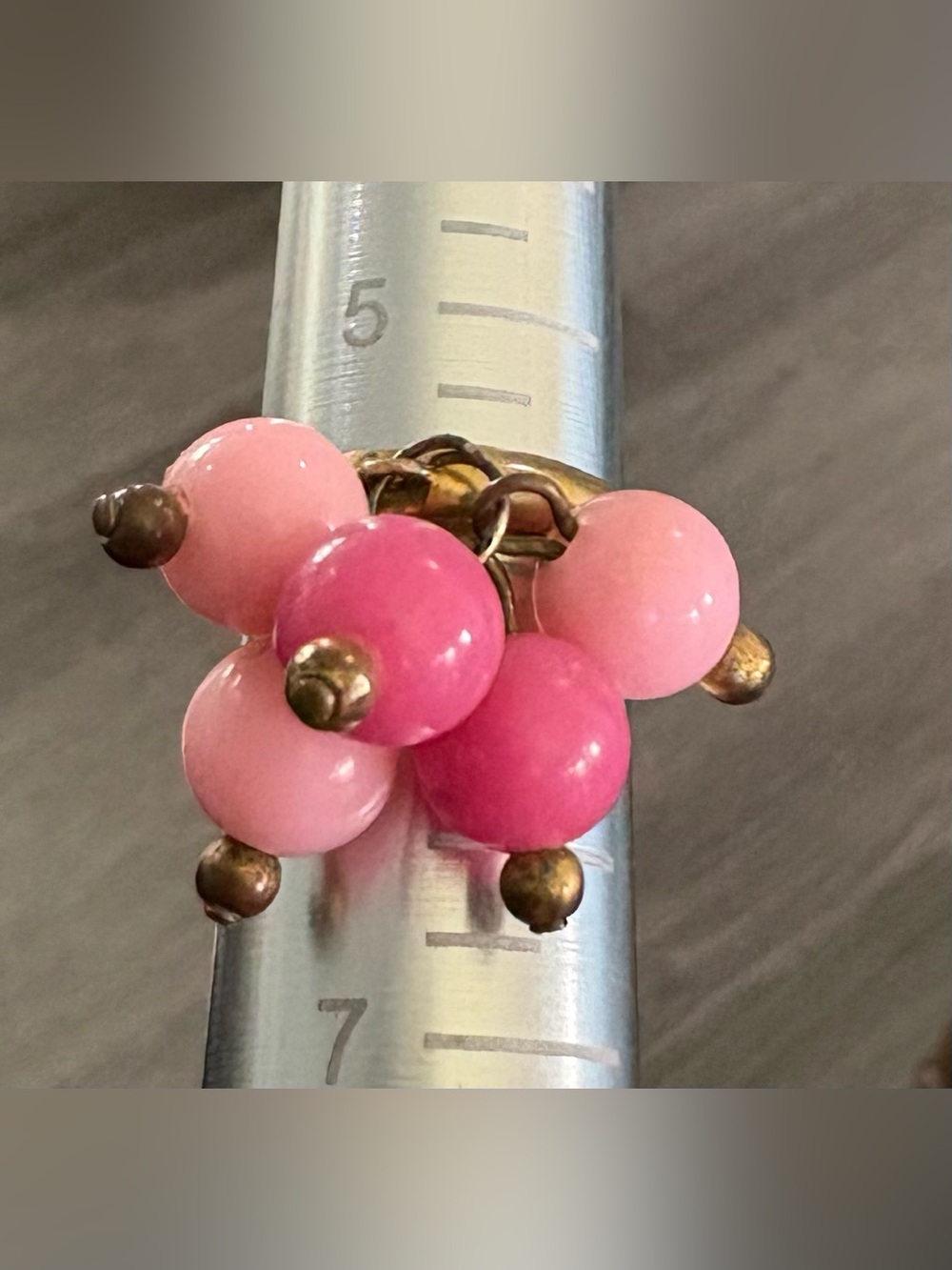 Vintage Adjustable Pink Beaded Cluster Ring - Women's Jewelry Size 5.5